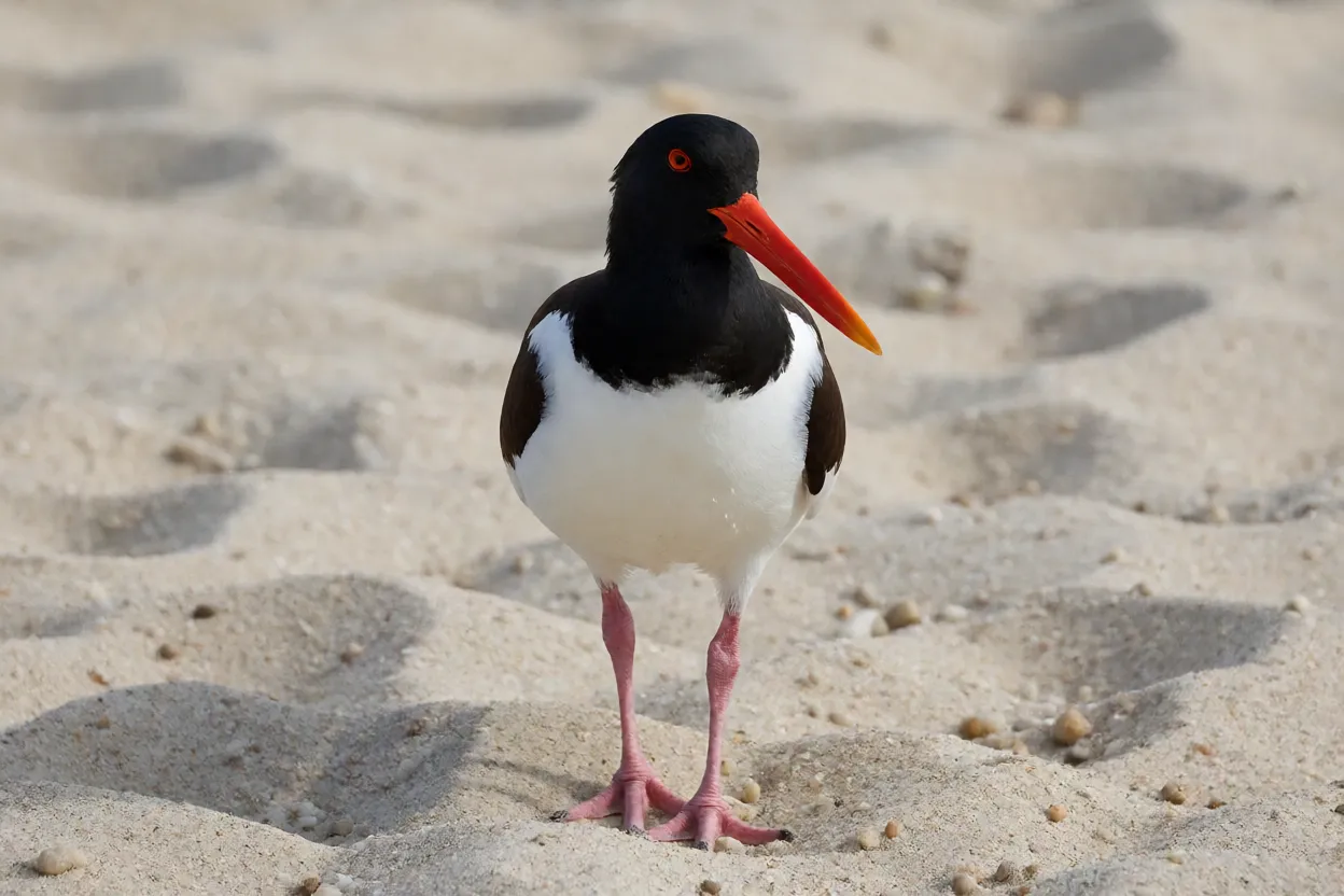 Piru-piru de corpo inteiro em pé na areia da praia