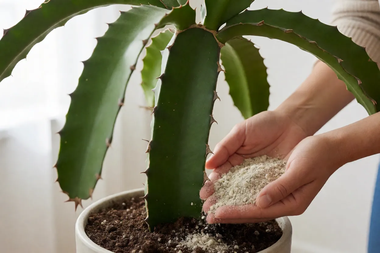 Pitaya: tipos, cores dos frutos, cultivo e como fazer a planta produzir Aplicação de adubo orgânico ao redor de planta de pitaya