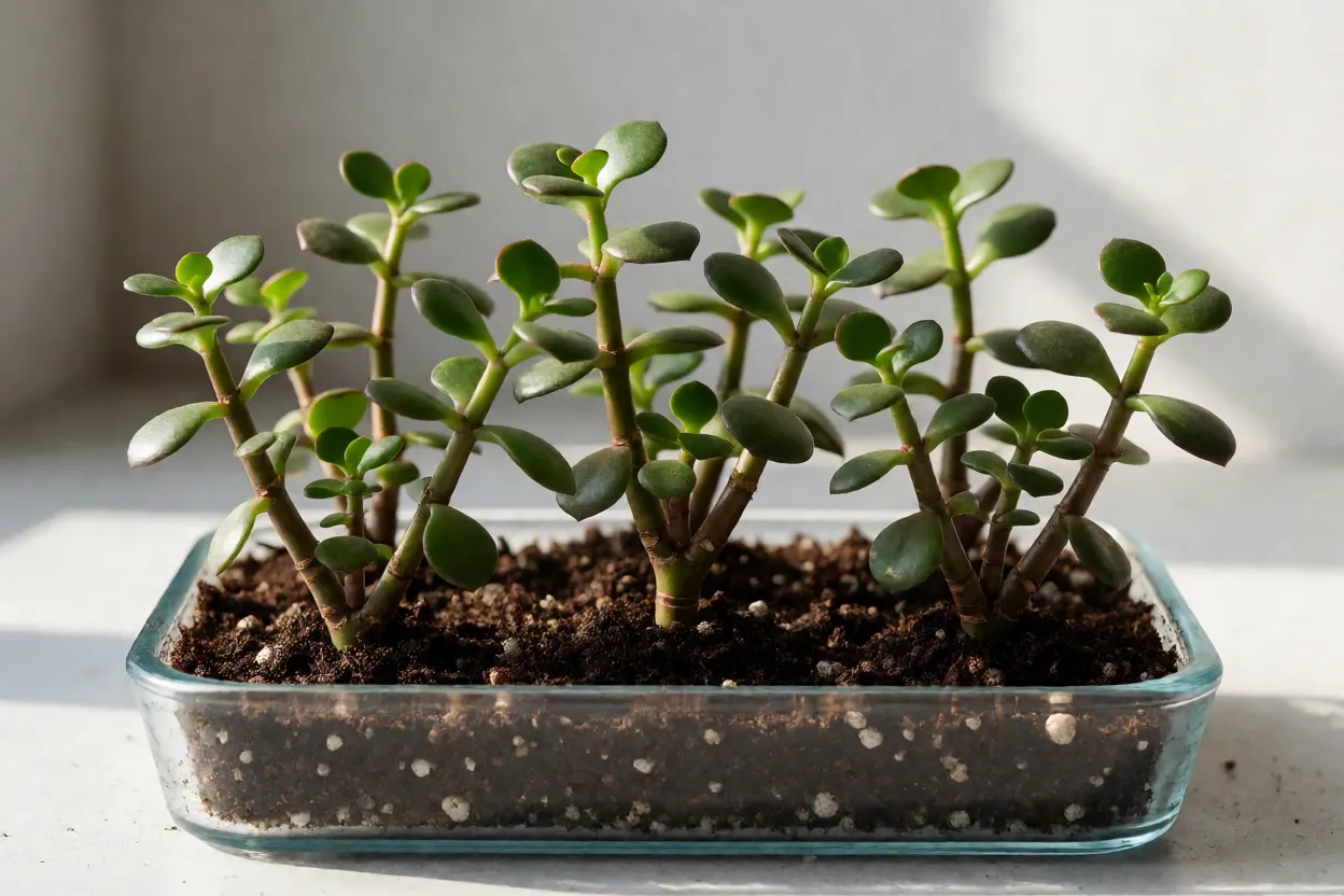 Portulacaria Afra: características, crescimento, poda e como cultivar a suculenta Estacas de Portulacaria afra enraizando em substrato