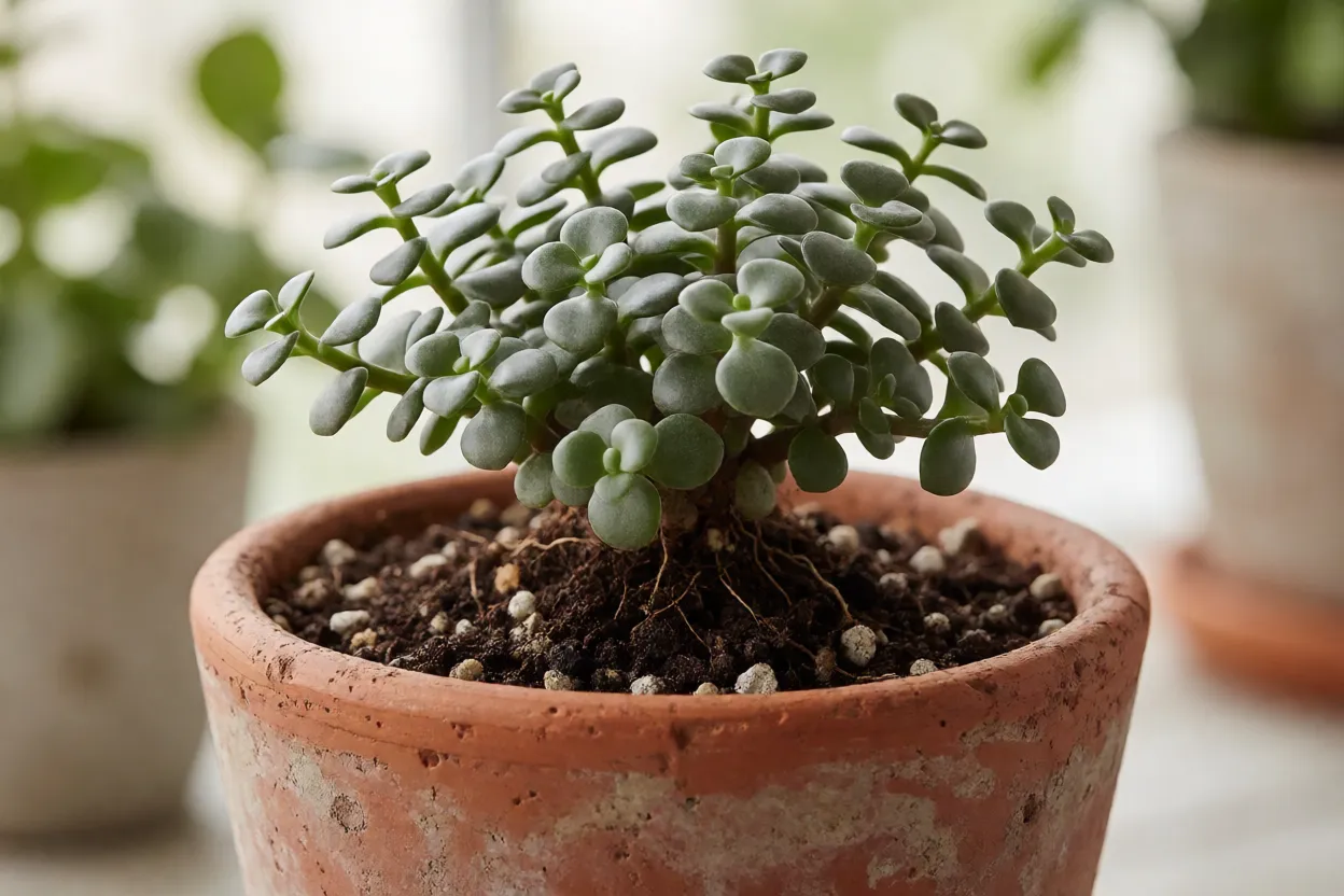 Portulacaria Afra: características, crescimento, poda e como cultivar a suculenta Substrato drenante e vaso de barro para Portulacaria afra