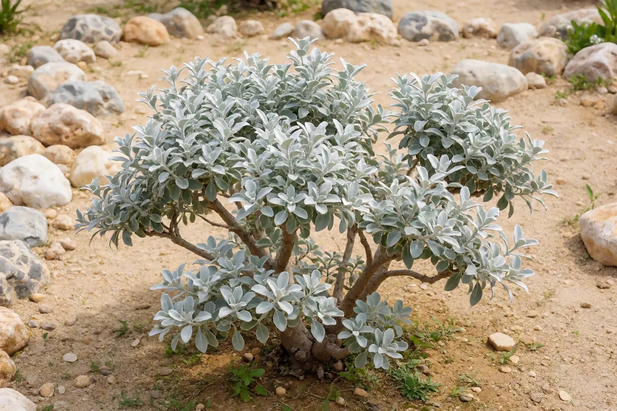Quipá usada em jardim seco ornamental com pedras