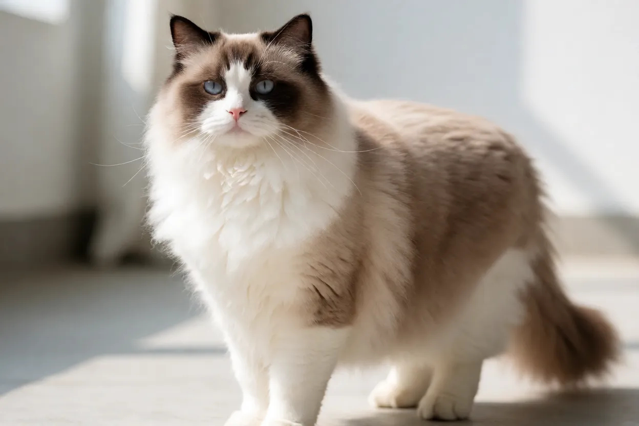 Ragdoll: personalidade, pelagem e tudo sobre a raça Ragdoll adulto grande ao lado de um objeto para mostrar porte