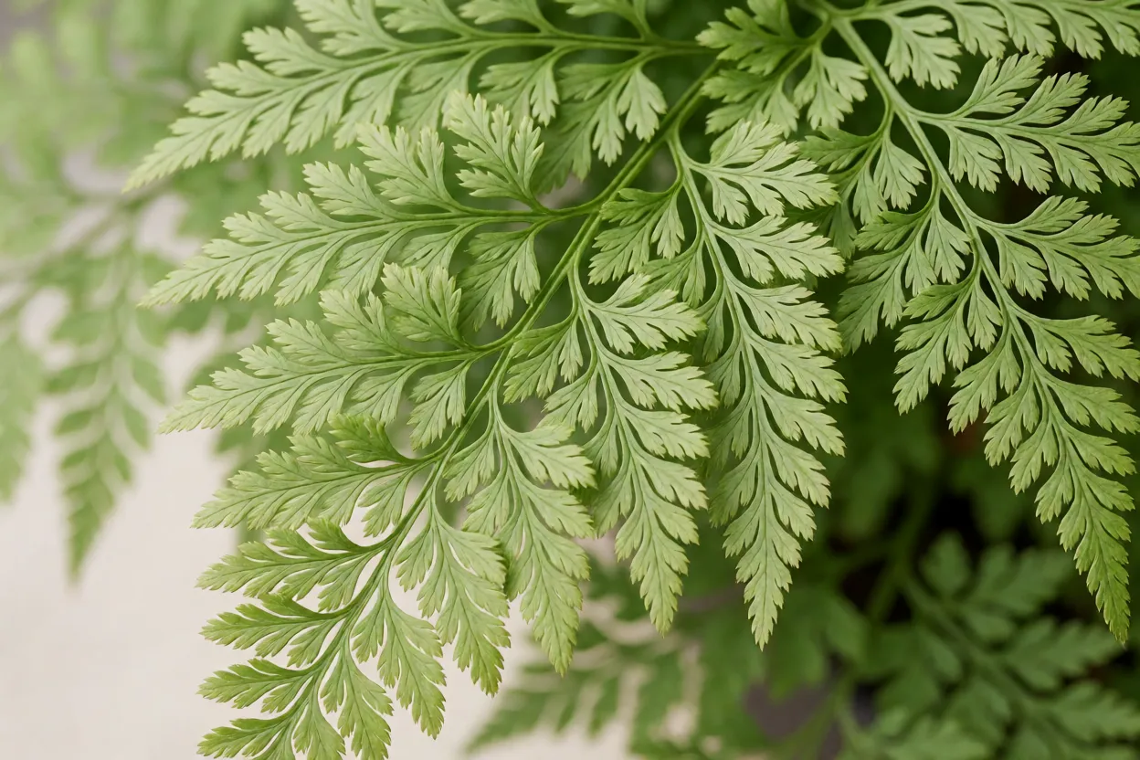 Close-up das frondes rendadas da renda-portuguesa