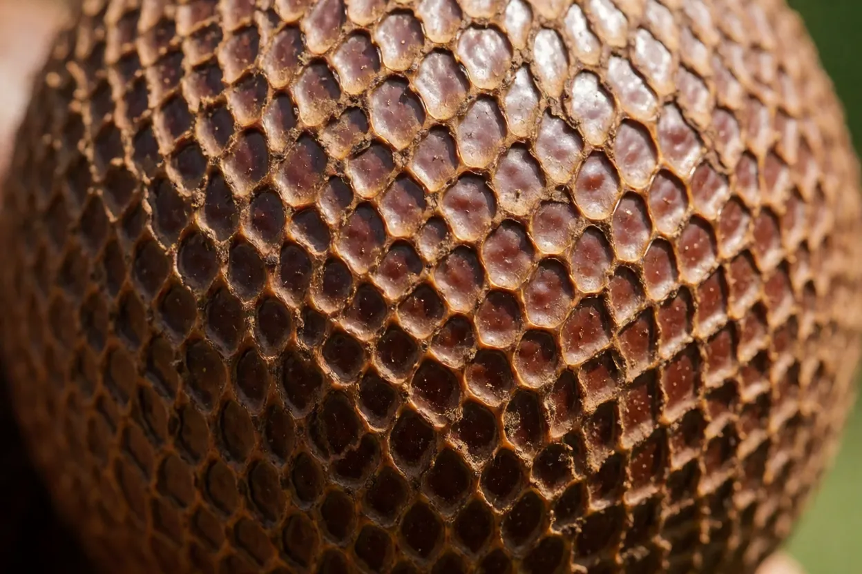 Detalhe da casca escamosa do salak lembrando pele de cobra