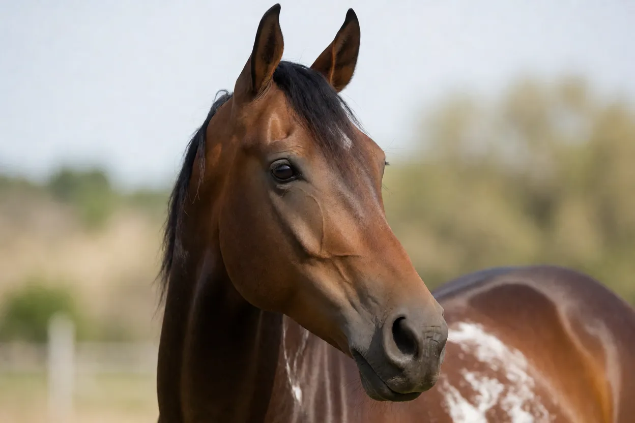 Retrato da cabeça de cavalo Salernitano castanho