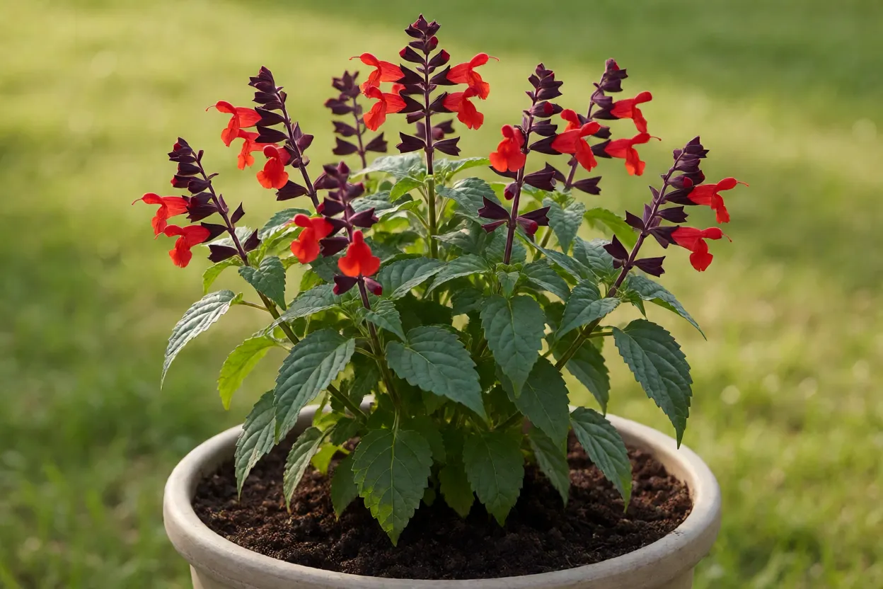 Sálvia: como cultivar, floração e cuidados com a planta Rega adequada de Salvia splendens em vaso com solo úmido