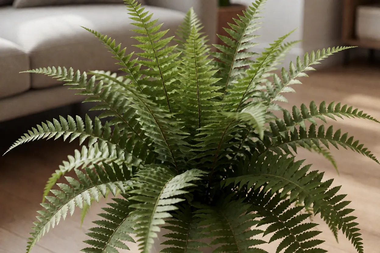 Samambaia-americana: características, crescimento e como cuidar Samambaia-americana saudável em ambiente interno de apartamento