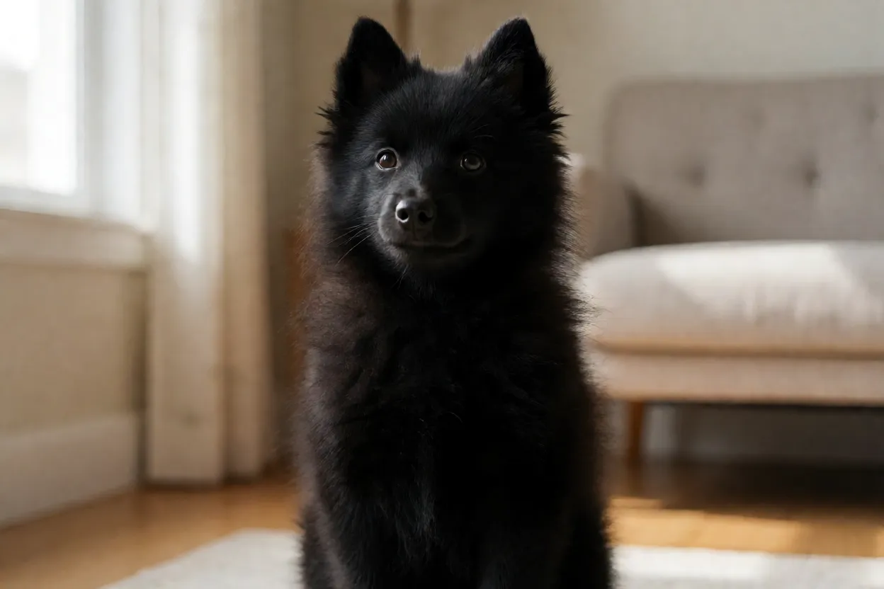Schipperke: origem, personalidade, características e cuidados Filhote de Schipperke preto