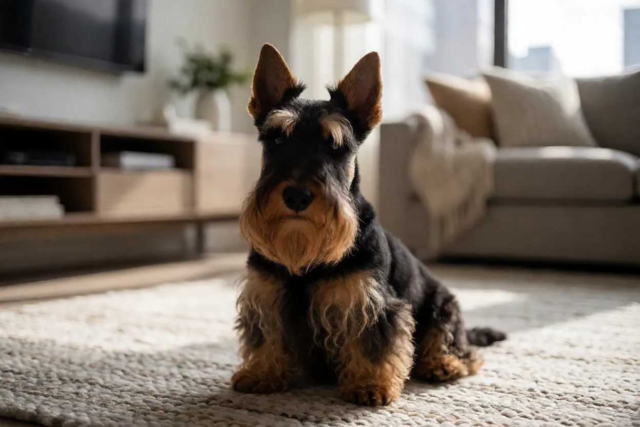 Scottish Terrier confort&aacute;vel em ambiente de apartamento