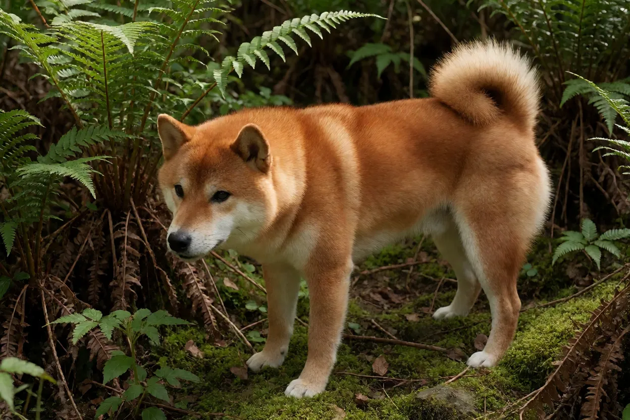 Shiba Inu: personalidade, pelagem e tudo sobre a raça Shiba Inu em ambiente natural japonês com vegetação densa