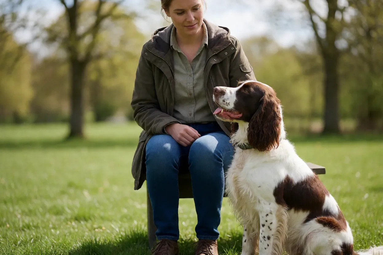 Springer Spaniel ingl&ecirc;s em sess&atilde;o de adestramento