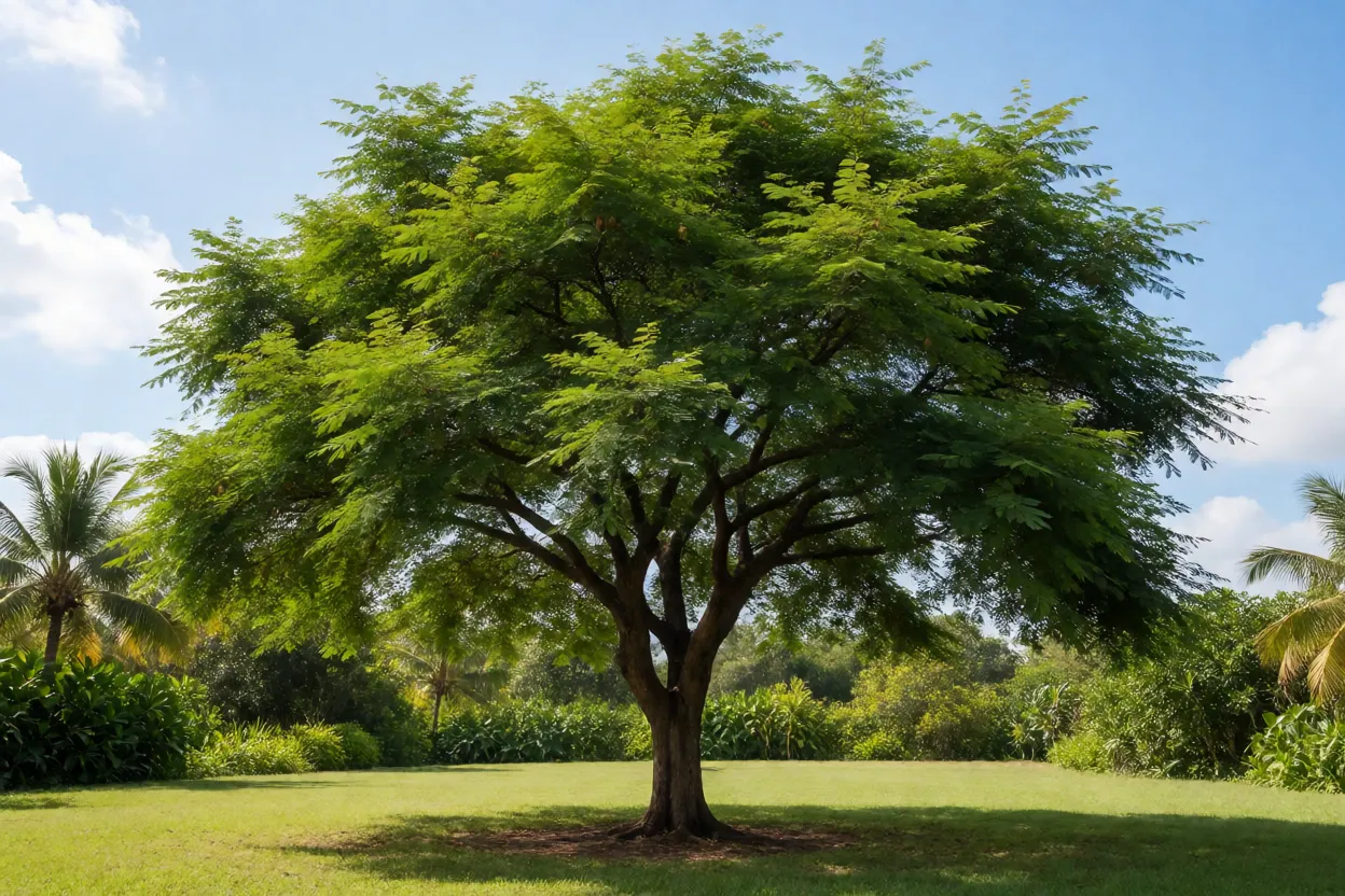 Tamarindeiro em &aacute;rea aberta sob sol pleno