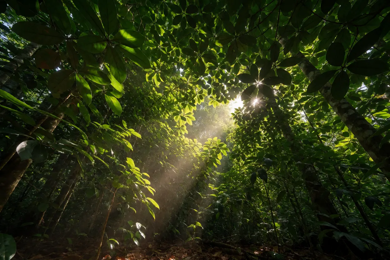 Copa da tatajuba vista de baixo com sombra fechada