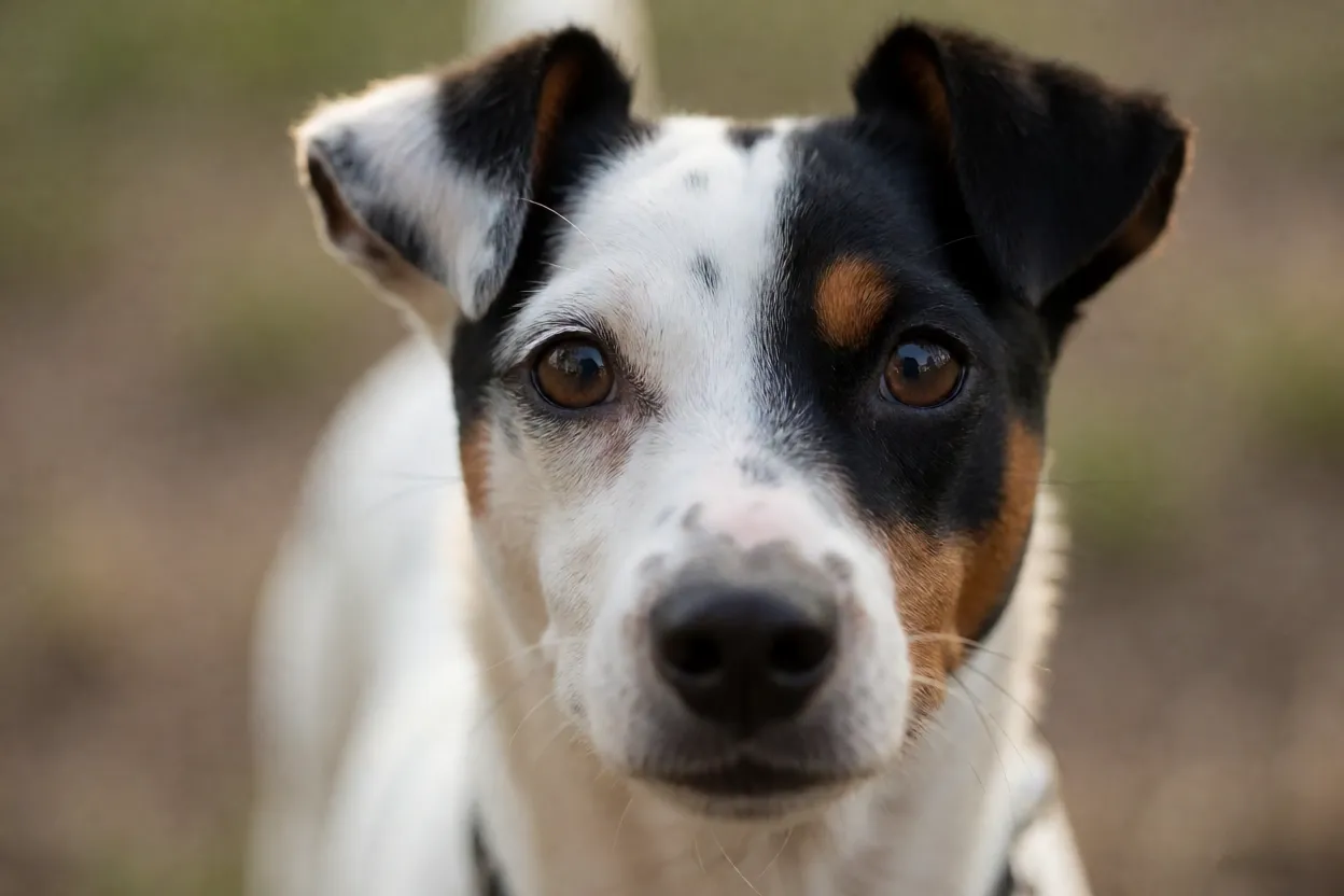 Retrato em close do rosto do Terrier Brasileiro com orelhas em V e olhar alerta