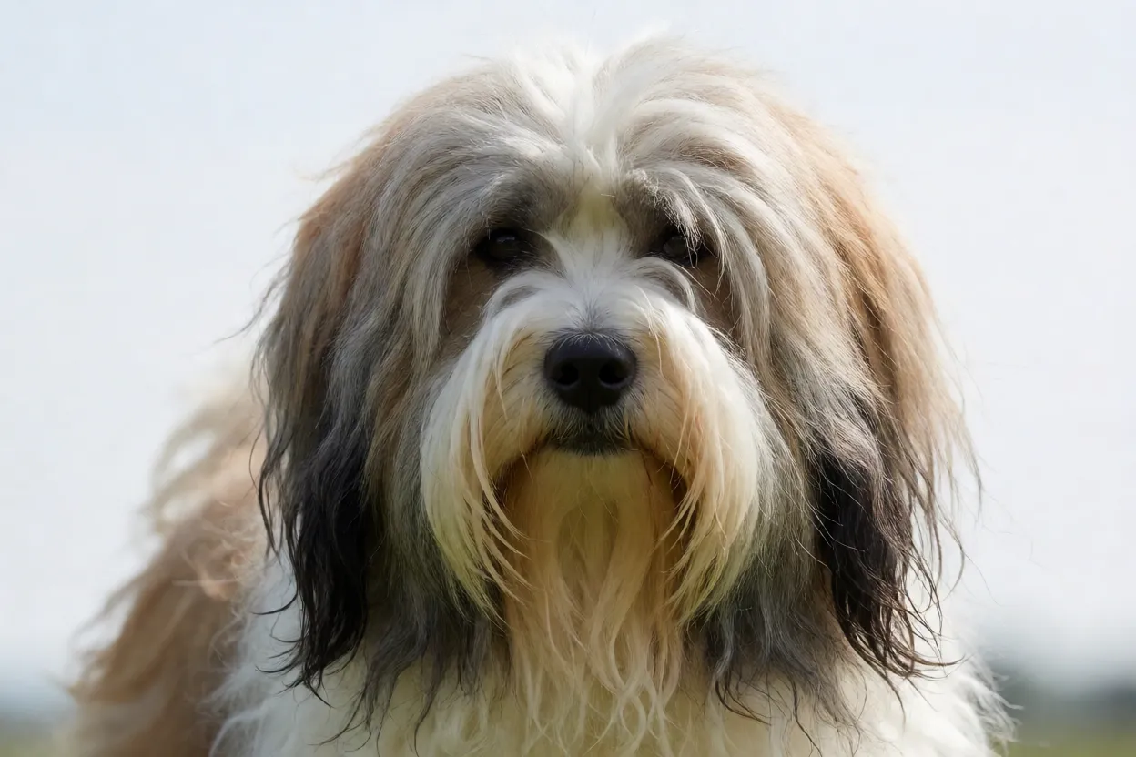 Detalhe da pelagem dupla do Terrier Tibetano
