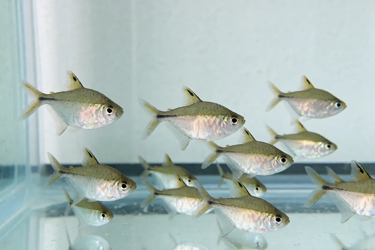 Filhotes e juvenis de tetra-congo em grupo
