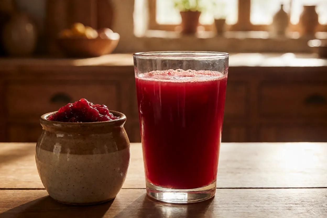 Suco e geleia feitos com uvaia-vermelha
