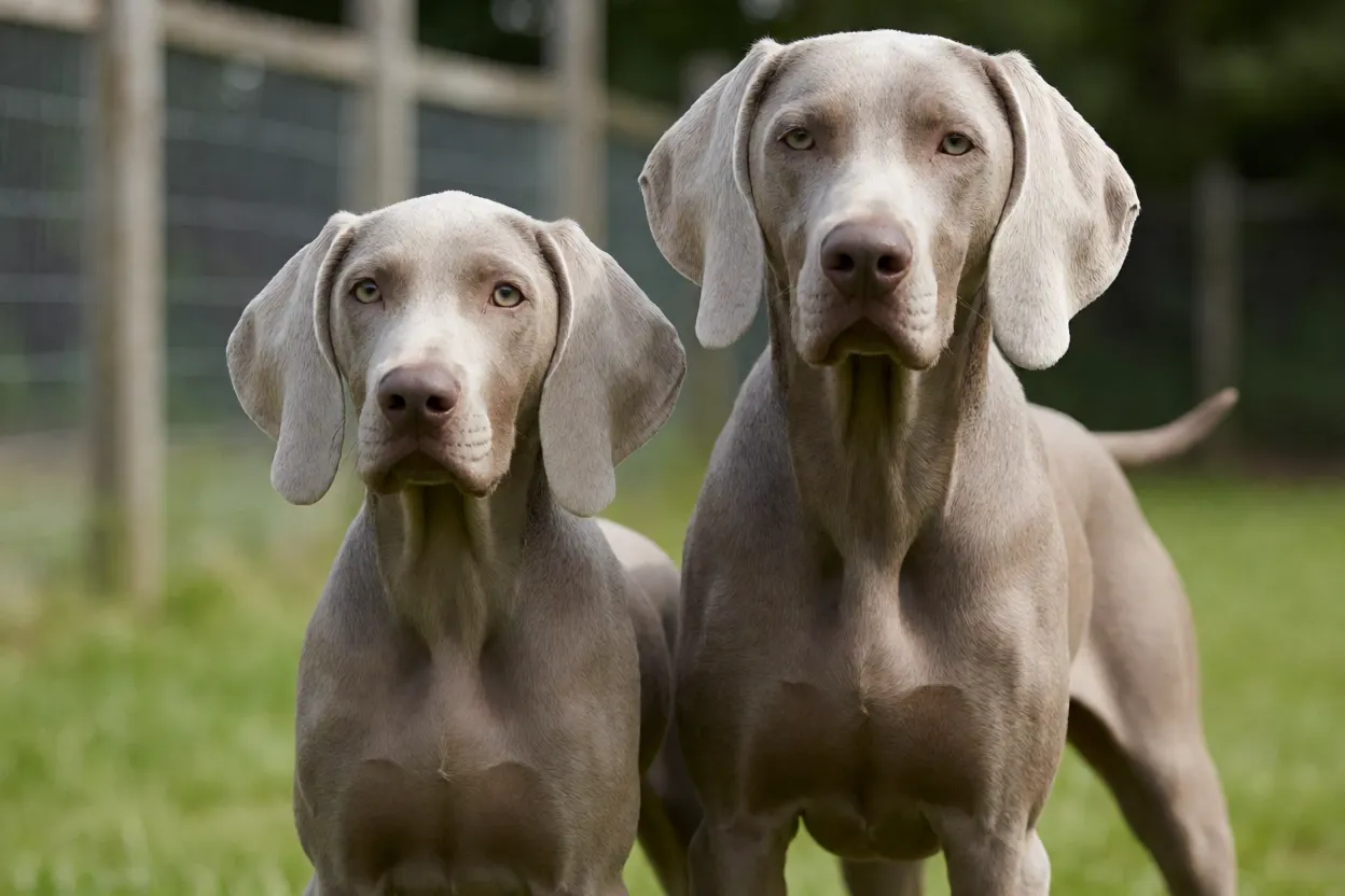 Filhote de Weimaraner saud&aacute;vel com a m&atilde;e